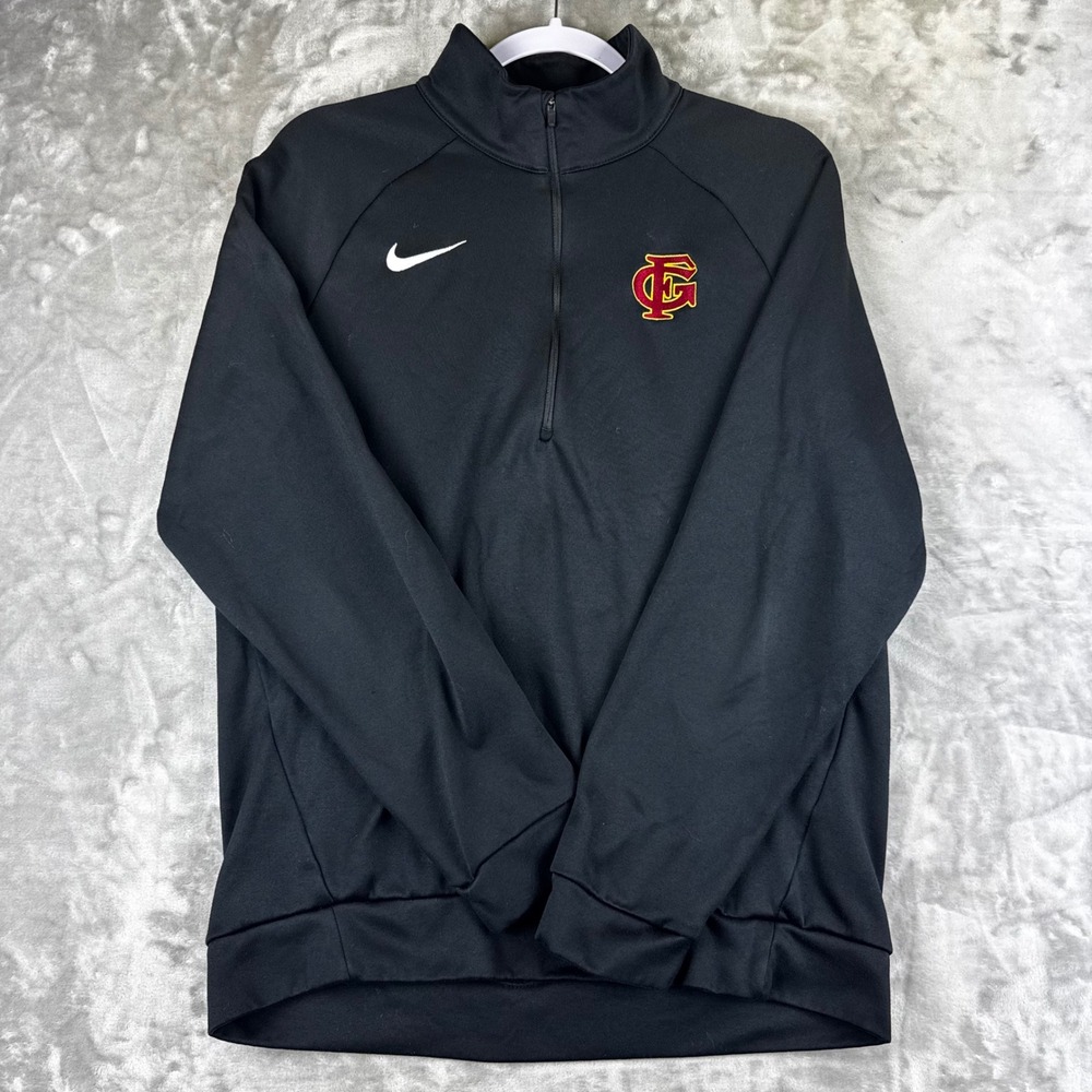 Nike Pullover Mens Large Black Dri-FIT Quarter Zip Gallaudet Bison 897090 (1689)